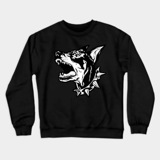 Angry Doberman Dog Black&White Crewneck Sweatshirt